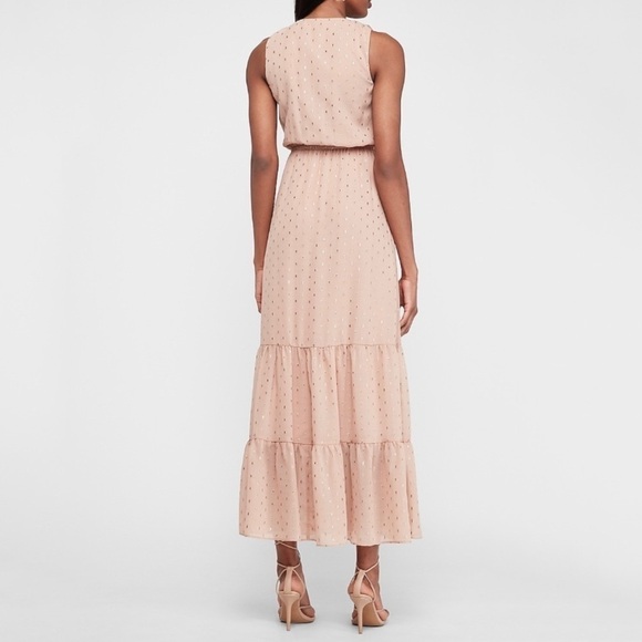 Express Metallic Clip Dot Ruffle Maxi Dress Sz Med - Picture 3 of 7